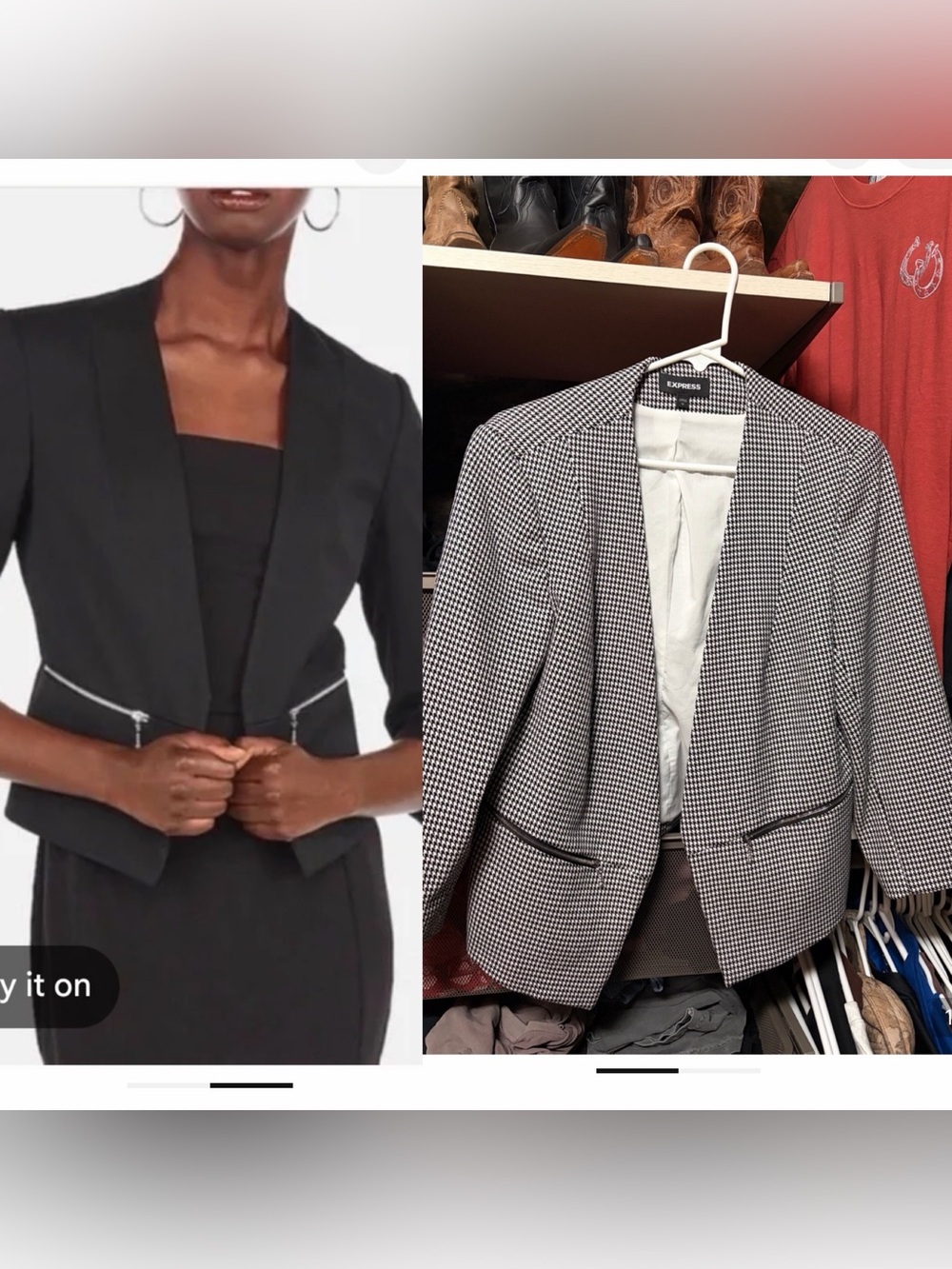Express Black & White Houndstooth Blazer